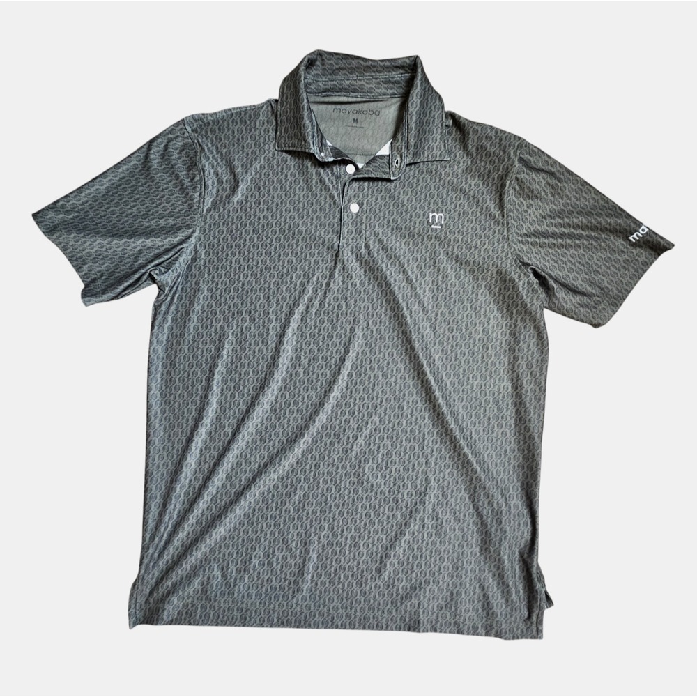 Mayakoba Mens Classic Golf Polo Shirt M Logo AOP Athleisure Quiet Luxury Staple